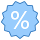 Знак процента белый на синем фоне